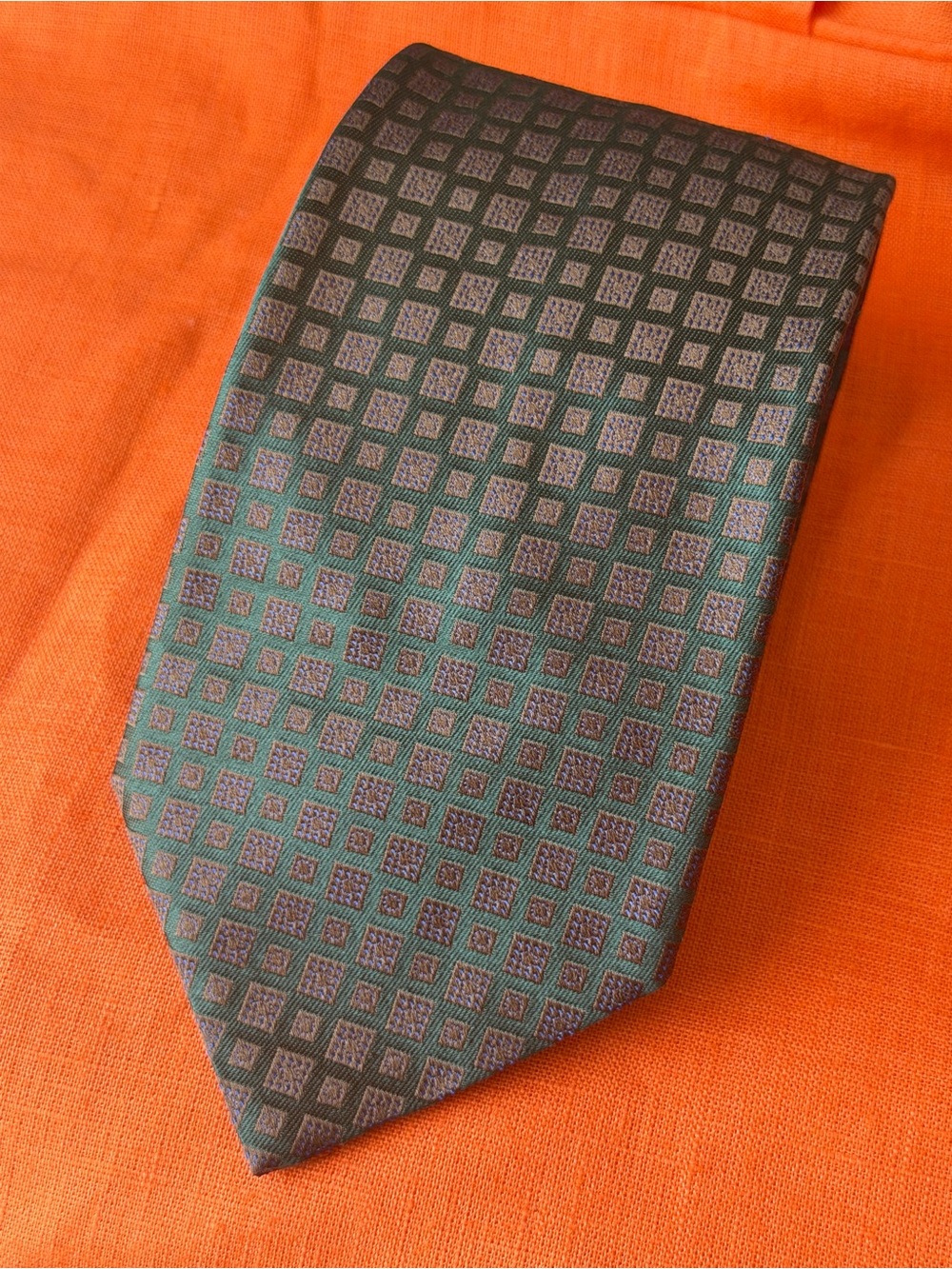 Stefano Ricci Green and Purple Checkered Silk Tie